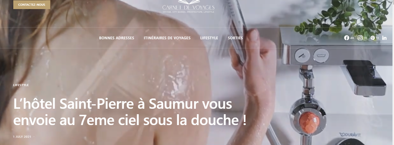 L’hôtel Saint-Pierre à Saumur vous envoie au 7eme ciel sous la douche !